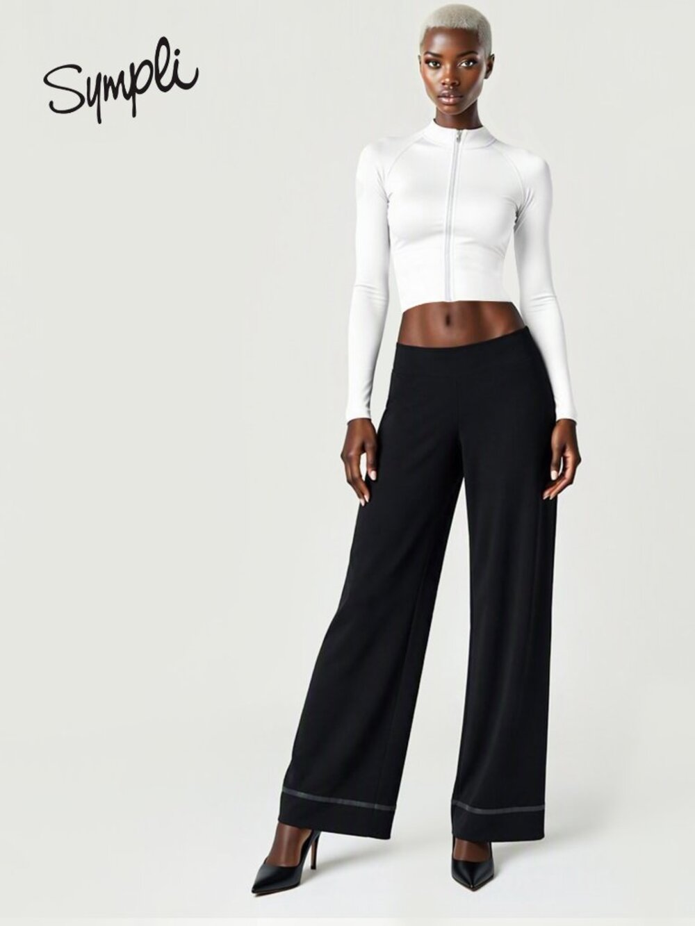 Sympli brand wide leg black slacks